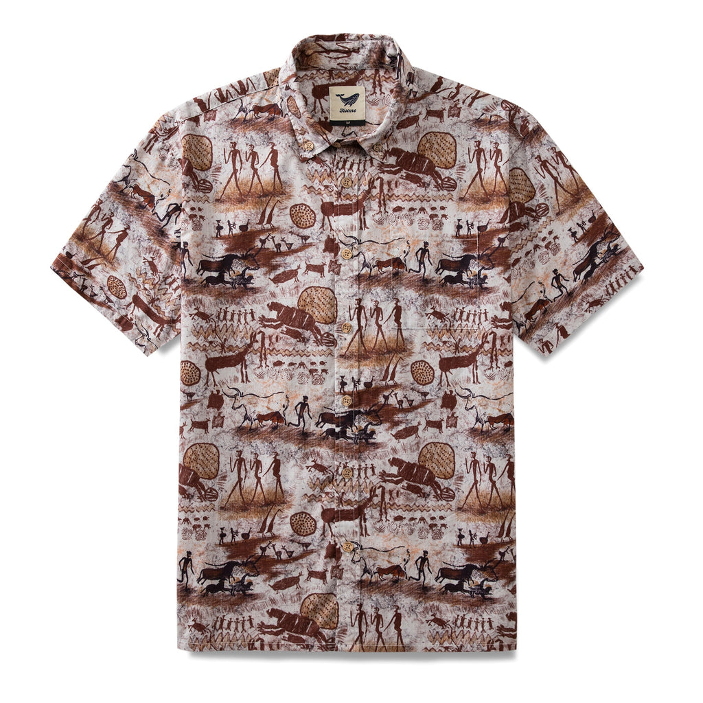 Men's Hawaiian Shirt Dawn of Artistry Print Cotton Button-down Vintage Aloha Shirt
