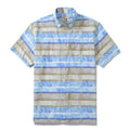 Men's Horizontal Stripe Shirt Blue Waves Print Casual Short Sleeve Button Down