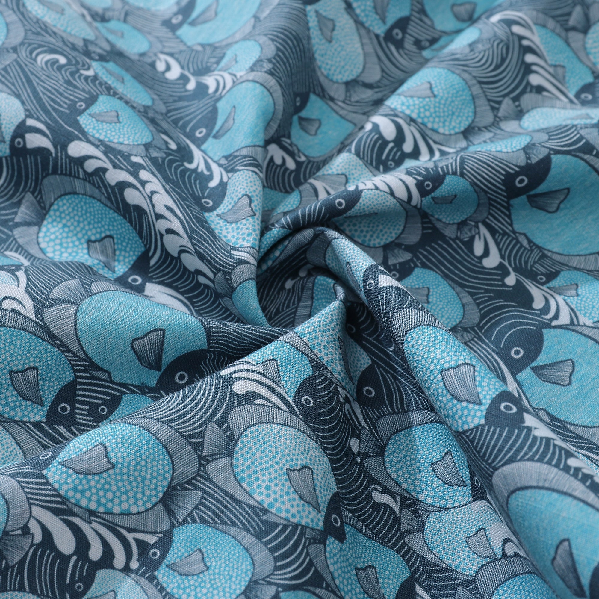 Men's Hawaiian Shirt Dottyfish Print Cotton Button-down Short Sleeve Aloha Shirt
