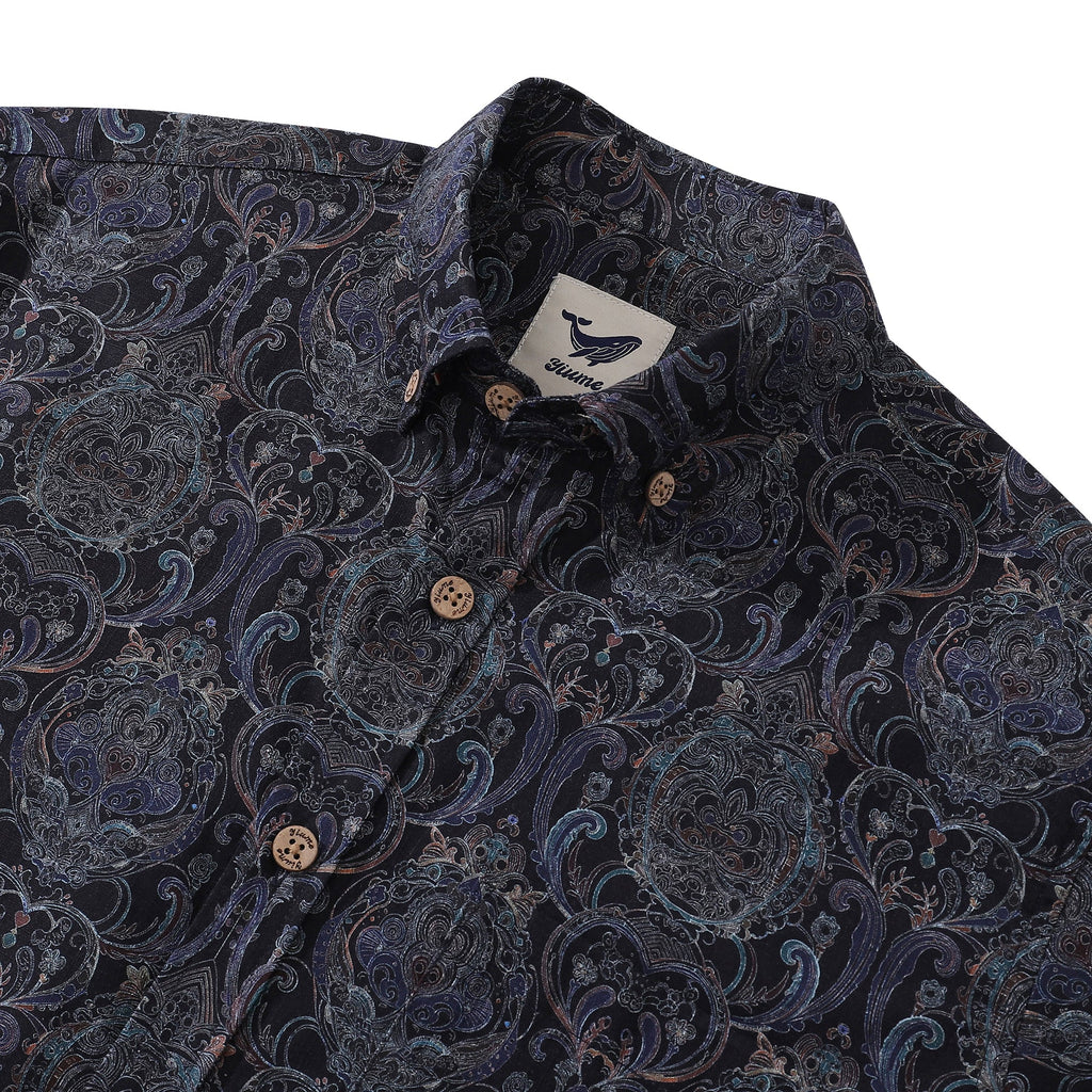 Men's Hawaiian Shirt Symmetrical Aesthetics Cotton Button-down Long Sleeve Aloha Shirt