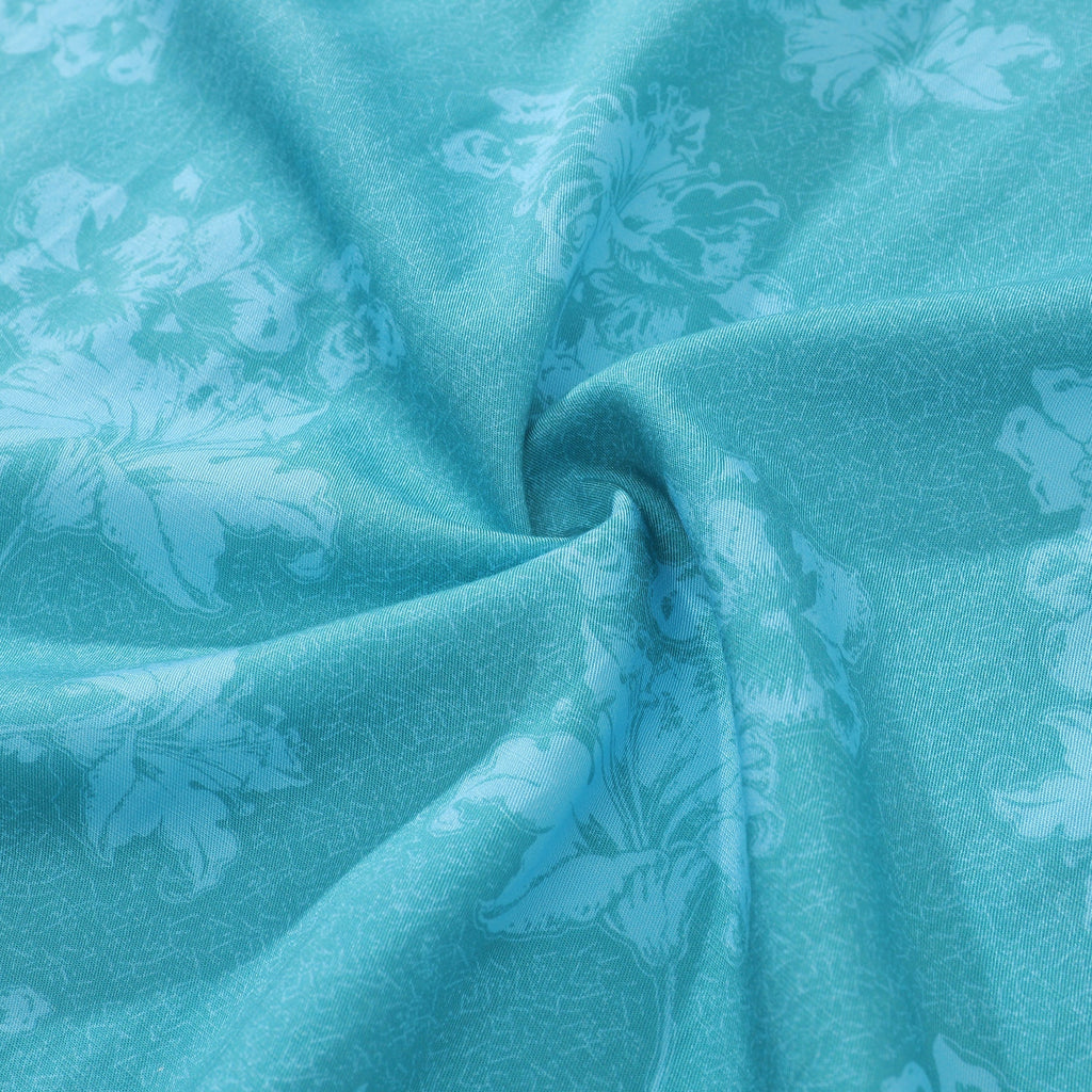 Hawaiian Shirts For Men Blue Lily Print Shirt Short Sleeve