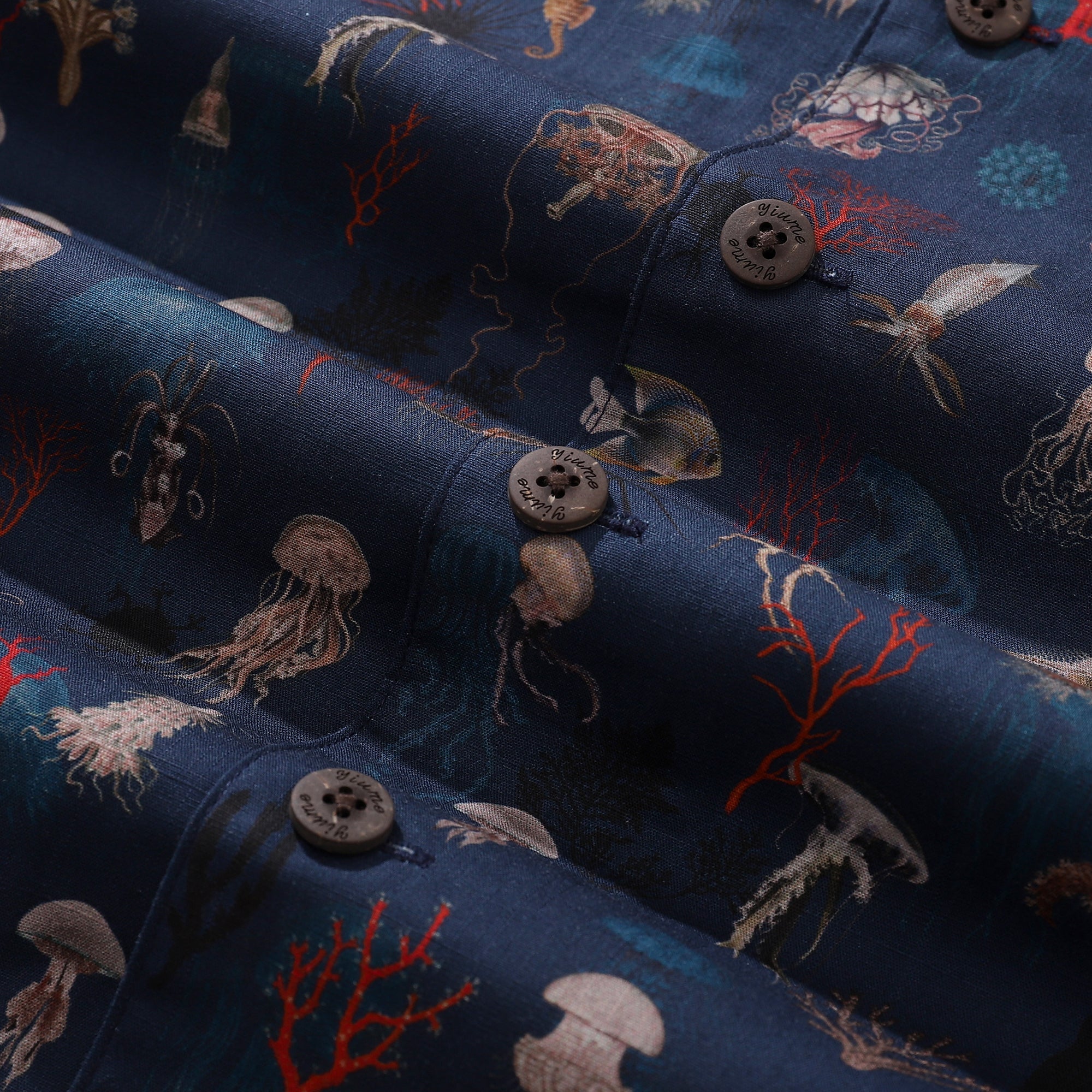 Hawaiian Shirt For Men Oceans and Coral Shirt Camp Collar 100% Cotton