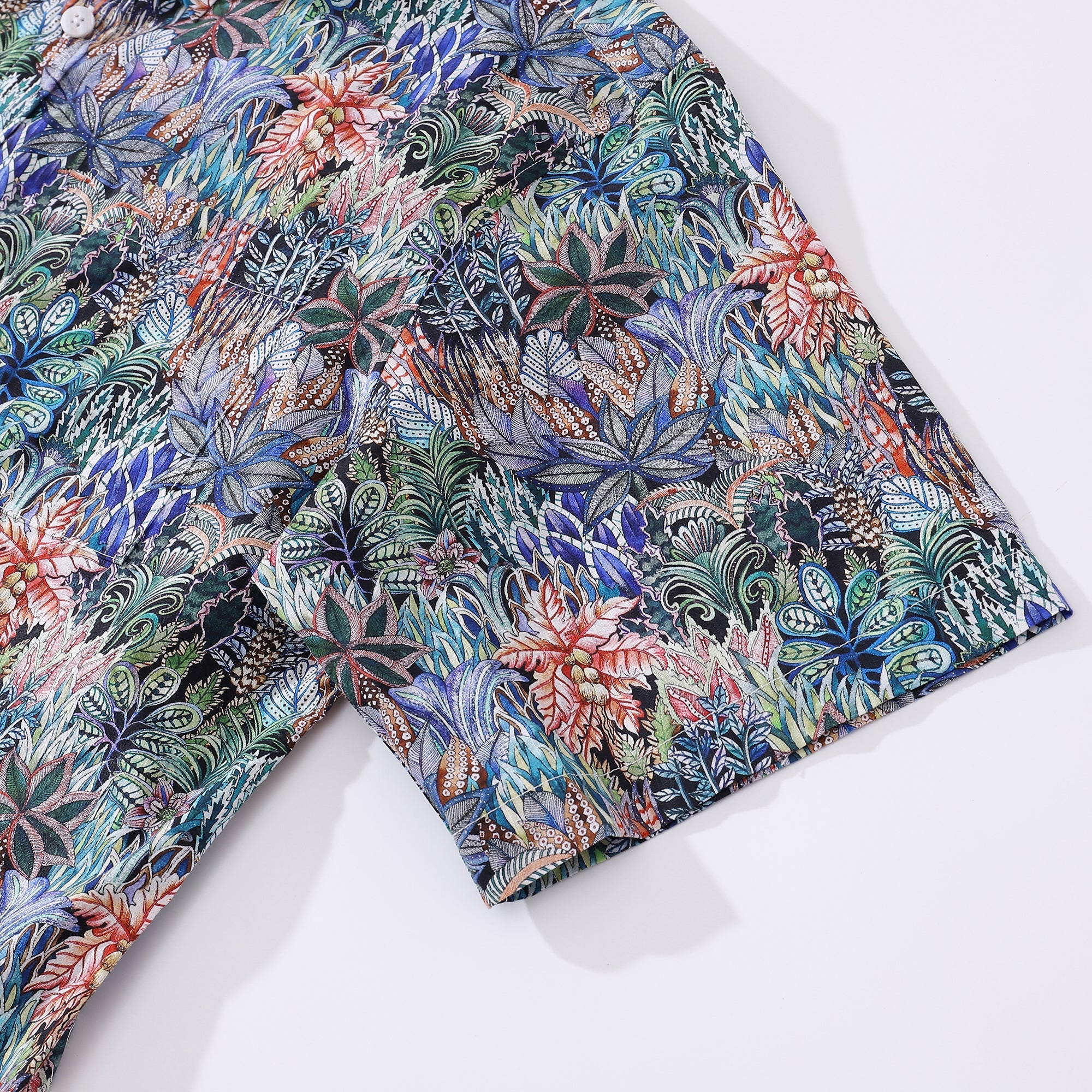 Men's Hawaiian Shirt Mysteries of the Jungle Print Cotton Button-down Short Sleeve Aloha Shirt