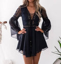 Black Lace Crochet Dress
