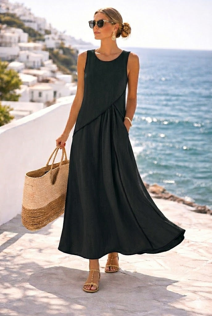 Mediterranean Contrast Color Vacation Dress – 7 Colors